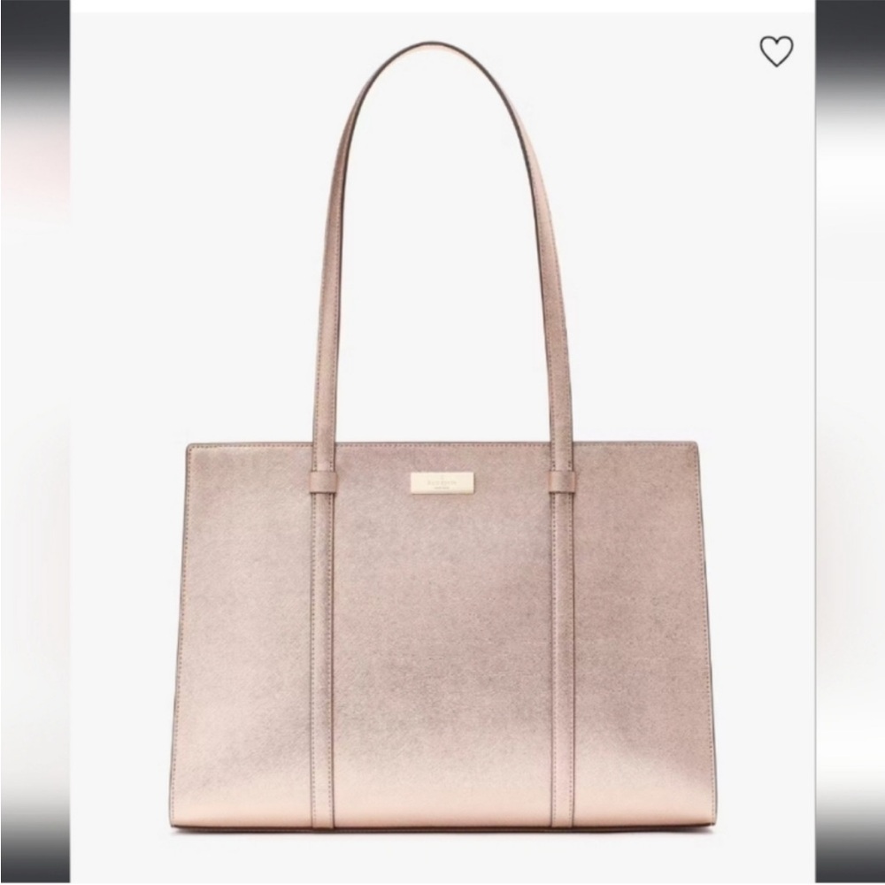 Kate Spade Gold Tote with Structured Design and Textured Material